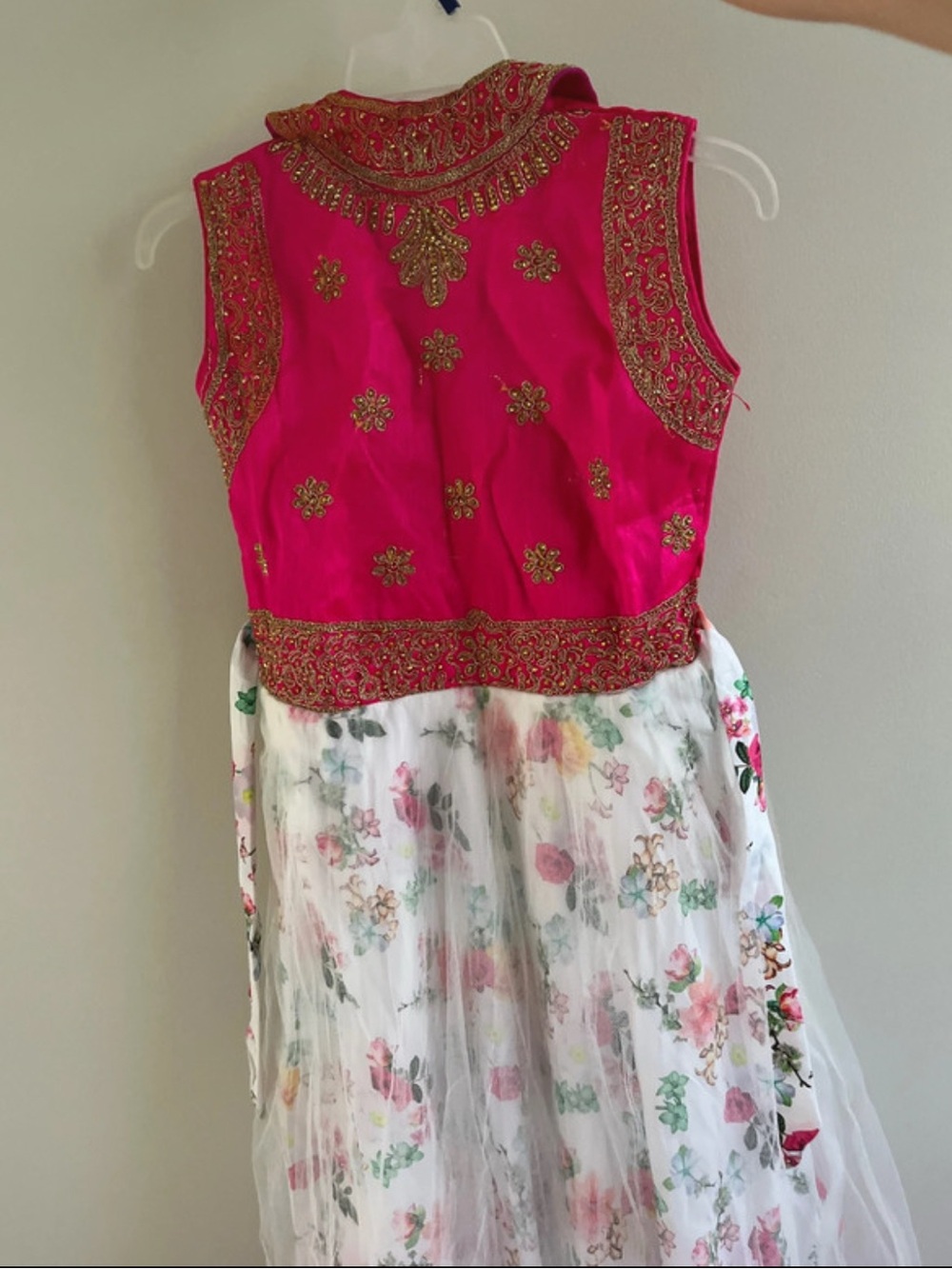 Girls' Pink Floral Tulle Lehenga